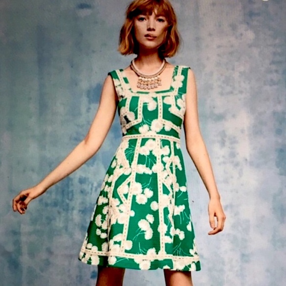 Anthropologie MAEVE Boho Green Floral Dress Sz. 8